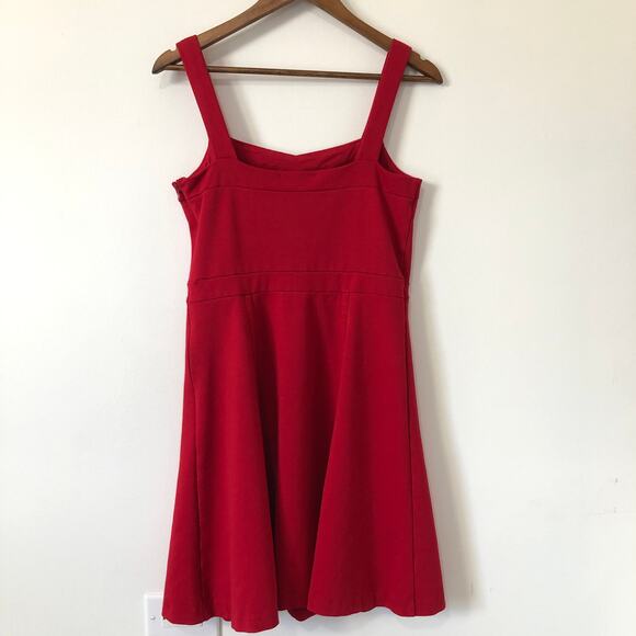 INC Red Fit & Flare Mini Dress Square Neck Sleeveless M Holiday Party Date Night - Picture 5 of 13